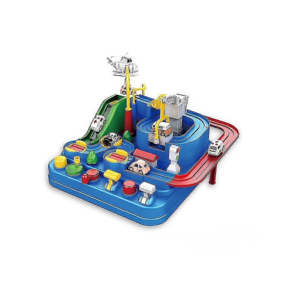 Kikidex (-Red, One Size) 4 Cars Adventure Racing Rail Car Game Track Toys Kids Blue
