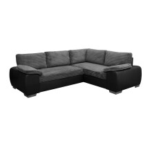 ENZO SOFA BED WITH STORAGE RIGHT BLACK AND GREY FABRIC FAXU LEATHER