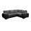 ENZO SOFA BED WITH STORAGE RIGHT BLACK AND GREY FABRIC FAXU LEATHER 1