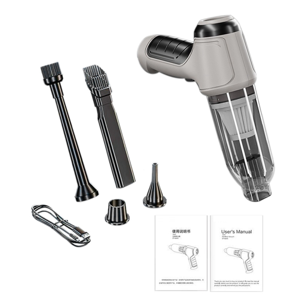 Mini aspirateur à main sans fil pour voiture, rechargeable, haute puissance, pour la maison (gris)
