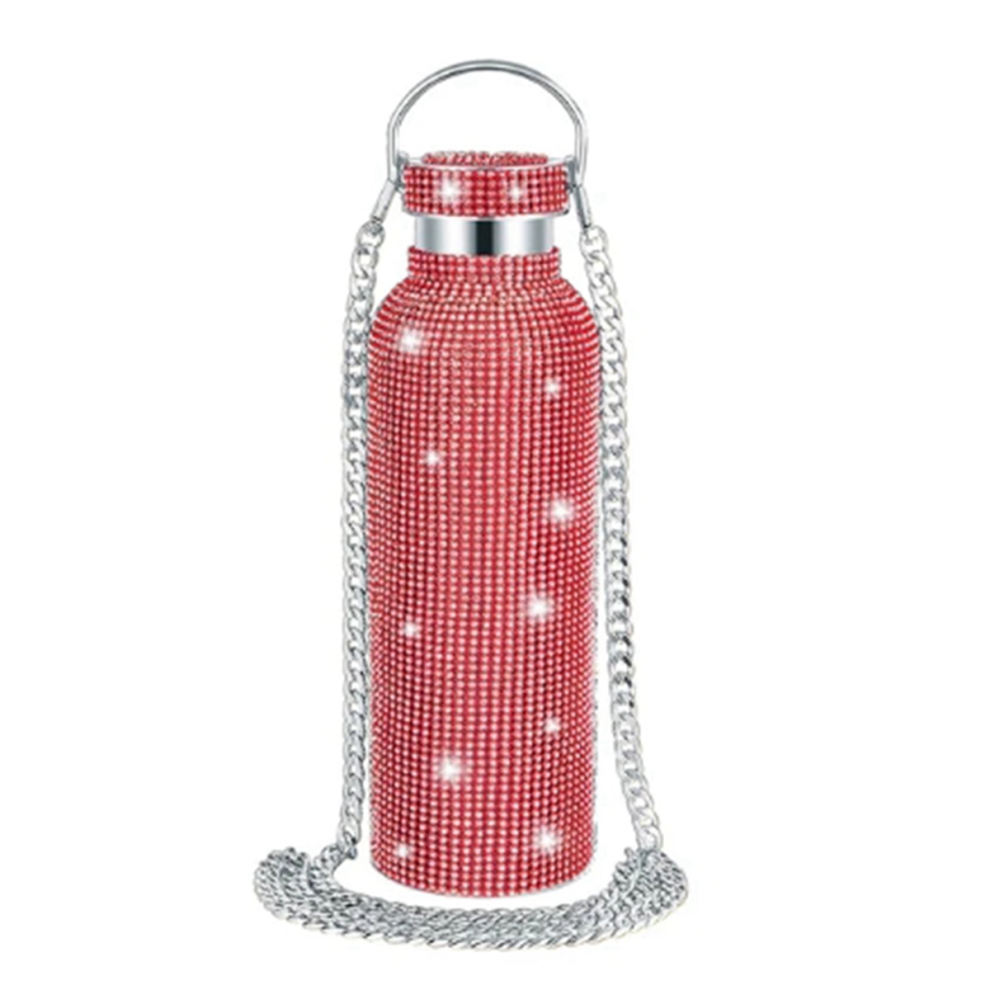Diamond Stainless Steel Water Bottle Portable Glitter Rhinestone Crossbody Bling Thermal Flask 600ml A-image-OPC-PH59W9T-NEW