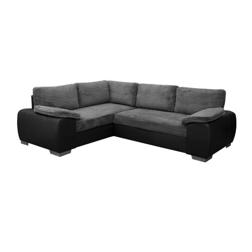 ENZO SOFA BED WITH STORAGE LEFT BLACK AND GREY FABRIX FAUX LEATHER