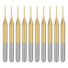 10PCS Titanium Coat Carbide End Mill Engraving Milling Cutter CNC Router Bits for PCB Machine, 1/8 Inch Shank 0.8Mm