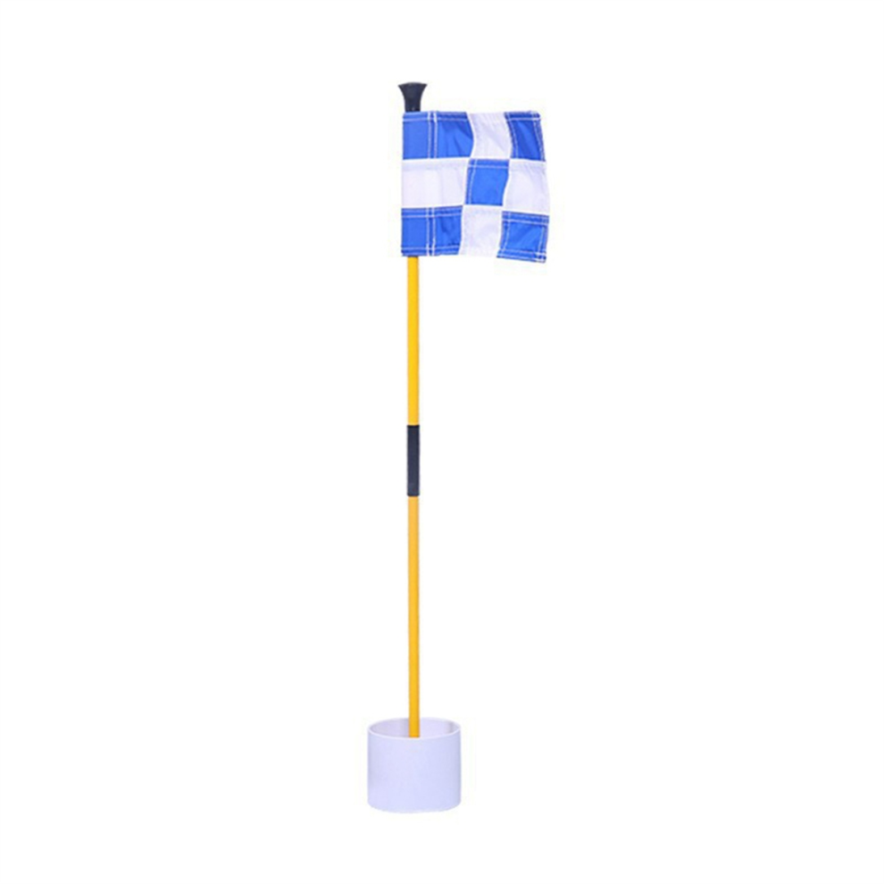 Blue and White Golf Green Flag, Colorful Two-Section Checkered Target Hole Cup Flagpole, Supplies-image-OPC-PH59WNR-NEW