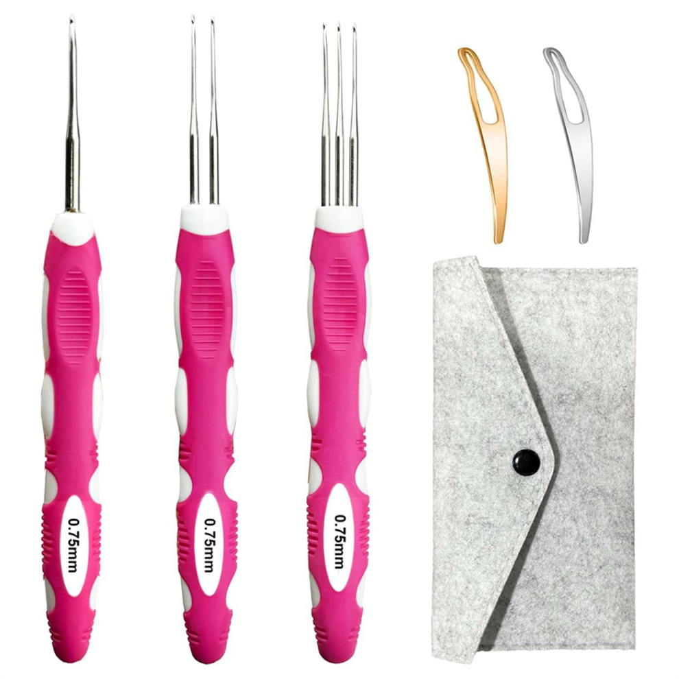 Dreadlocks Crochet Hook Set With Ergonomic Handle,Interlocking Tool For Locs 0.75Mm Dreadlock Needles Hair 4853024049106