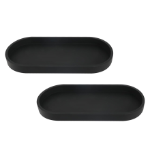 2er Set Badezimmertablett, Dekotablett, Schwarzes Silikon Ablagetablett, Kleines Tablett für Waschbecken, Badewanne (Oval)