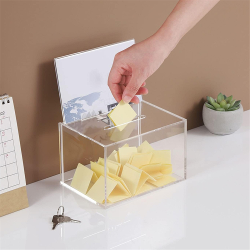 Transparente Spendenbox mit Schloss Geldsammlung Stimmzettelvorschlag 2