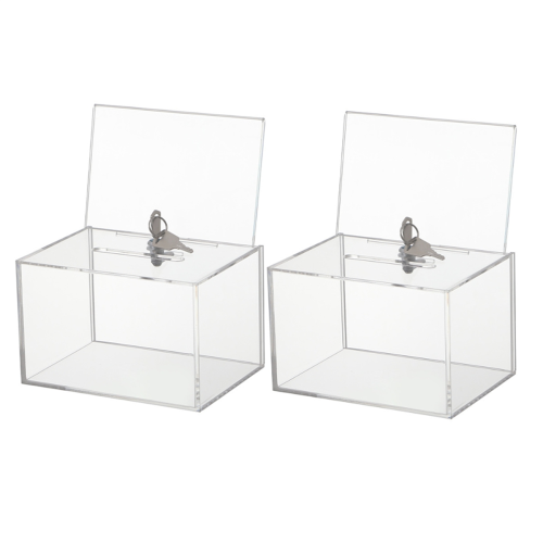 Transparente Spendenbox mit Schloss Geldsammlung Stimmzettelvorschlag 1