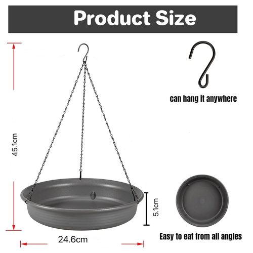 Hanging Bird Bath Feeder Round Tray Thickened Resin Deep Water 2