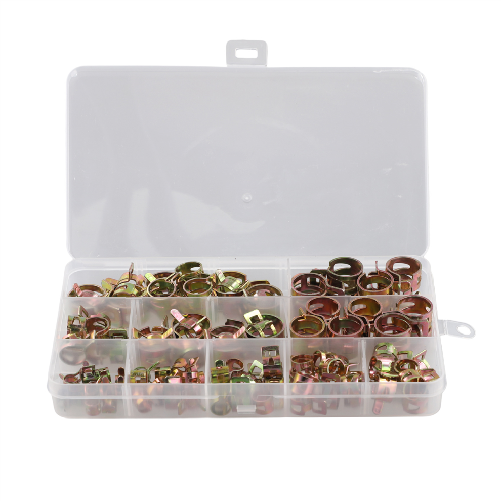 100Pcs Car Truck Spring Clips Fuel Oil Water Hose Clip Pipe Tube Clamp Fastener Assortment Kit 6-17Mm 4853024050249