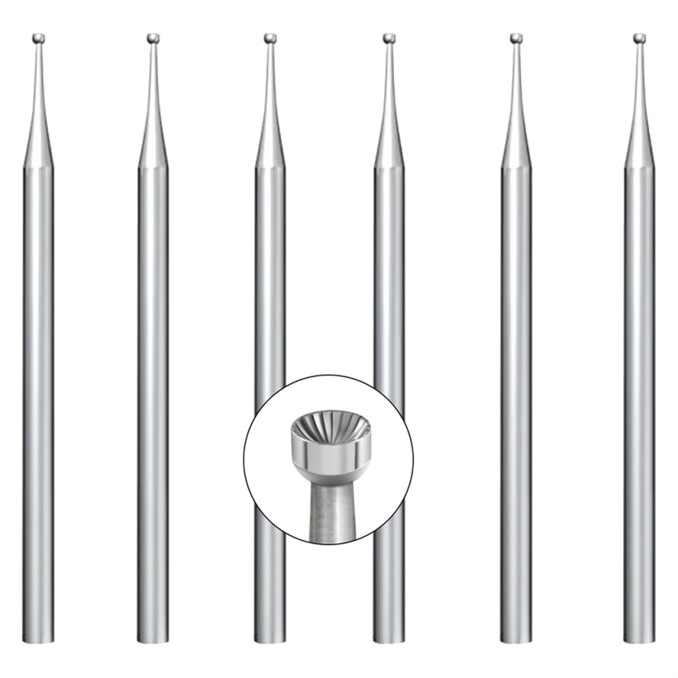 6 Pcs 1.2Mm Round Cup Burr - 3/32Inch Shank Wire Rounder Bits Jewelry Burs For Lapidary Making 4853024051062
