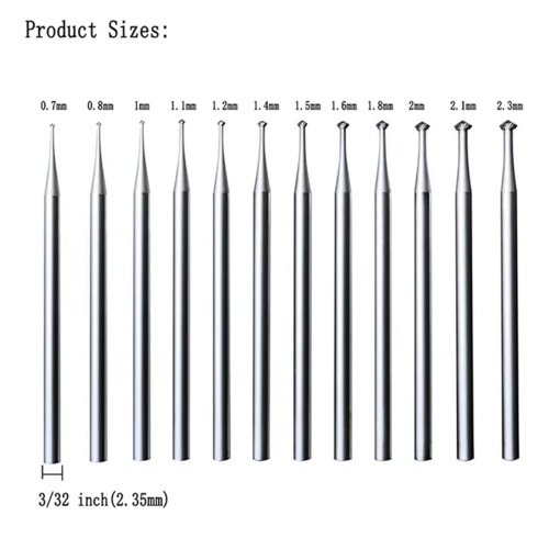 12 τεμάχια 90º Hart Burr - 3/32 ιντσών Shank 90 μοιρών Καρδιά Burs Κοσμήματα Engarving Bits Σετ Lapidary 2