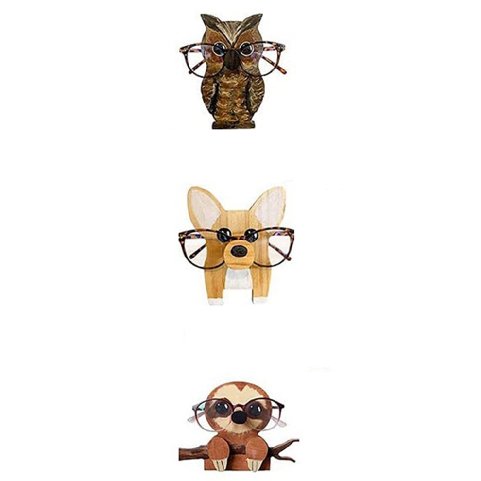 Torribaly Wooden Animal Glasses Storage Ornaments Office Desktop Crafts Display Stand