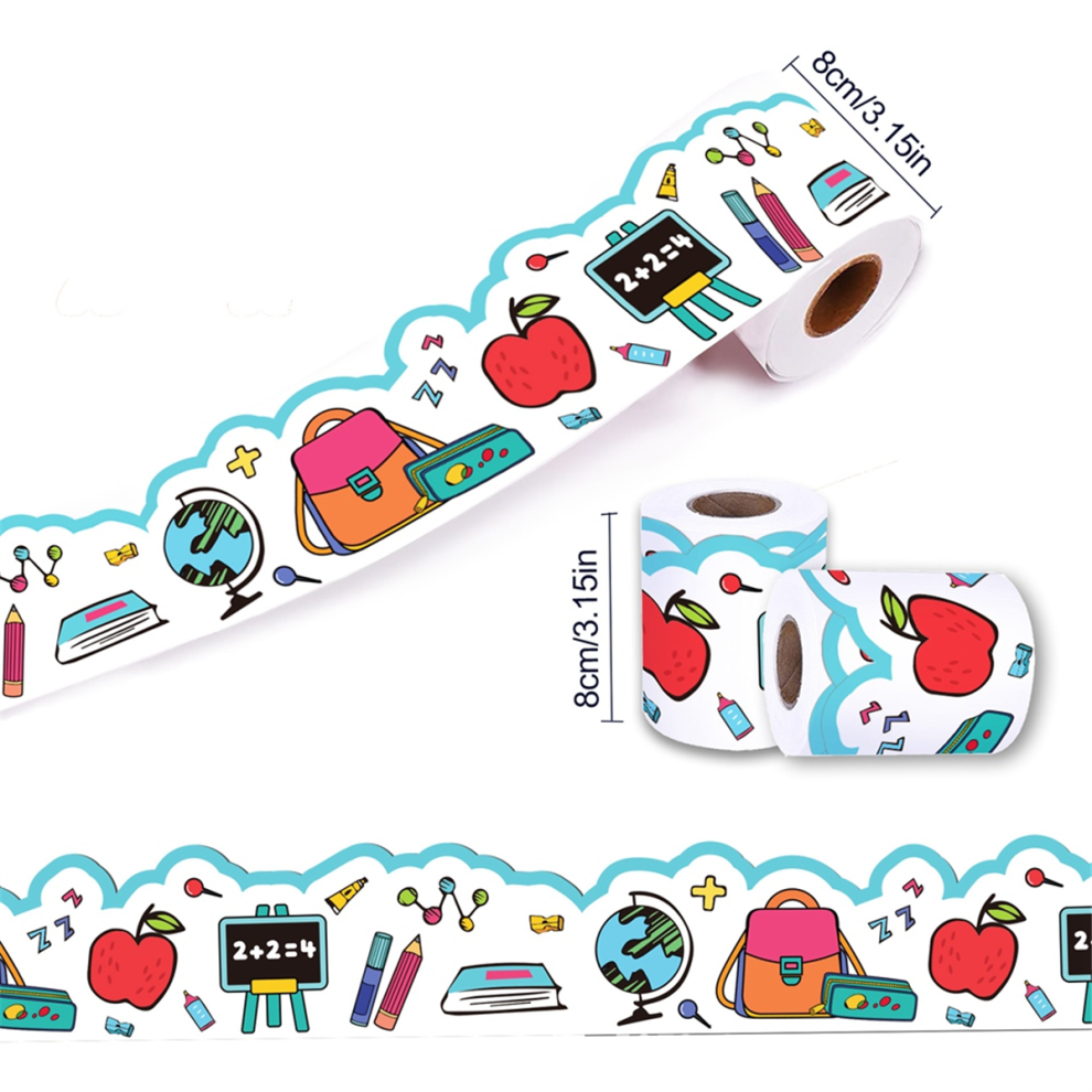 Borde Autoadhesivo Festoneado Para Tablero De Anuncios De Regreso A Clases, 20 M, Para DecoracióN Del Aula, Color Blanco-image