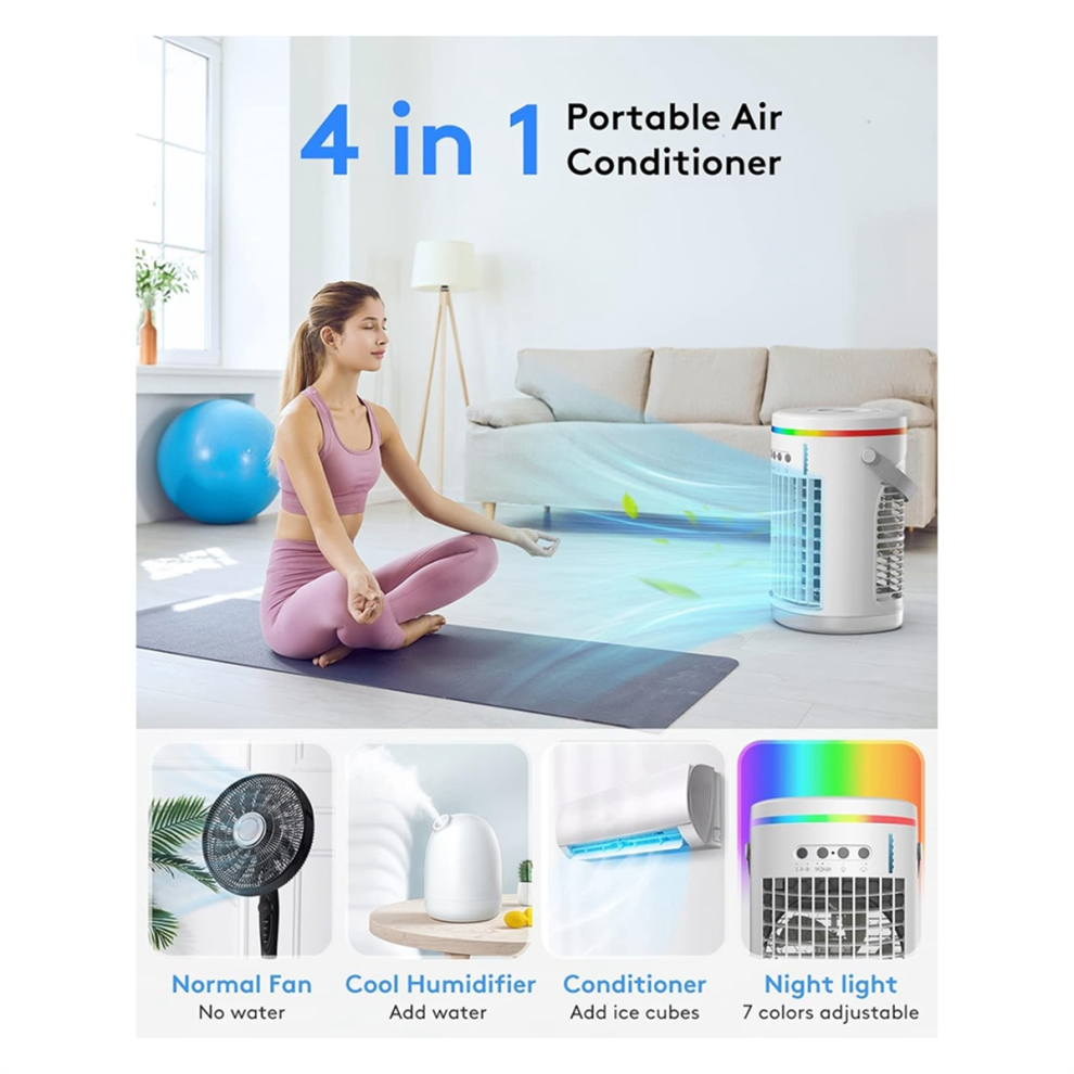Torribaly With Remote,Evaporative Mini Air Conditioner Portable Ac Unit,Lights Personal