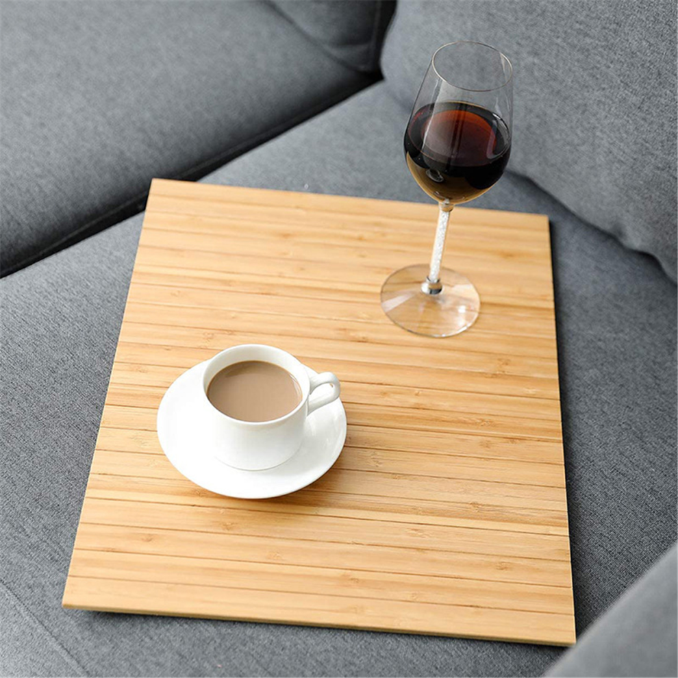 Plateau d'accoudoir de canapé en bois, pliable et flexible, pour aliments, boissons, collations et dessous de verre