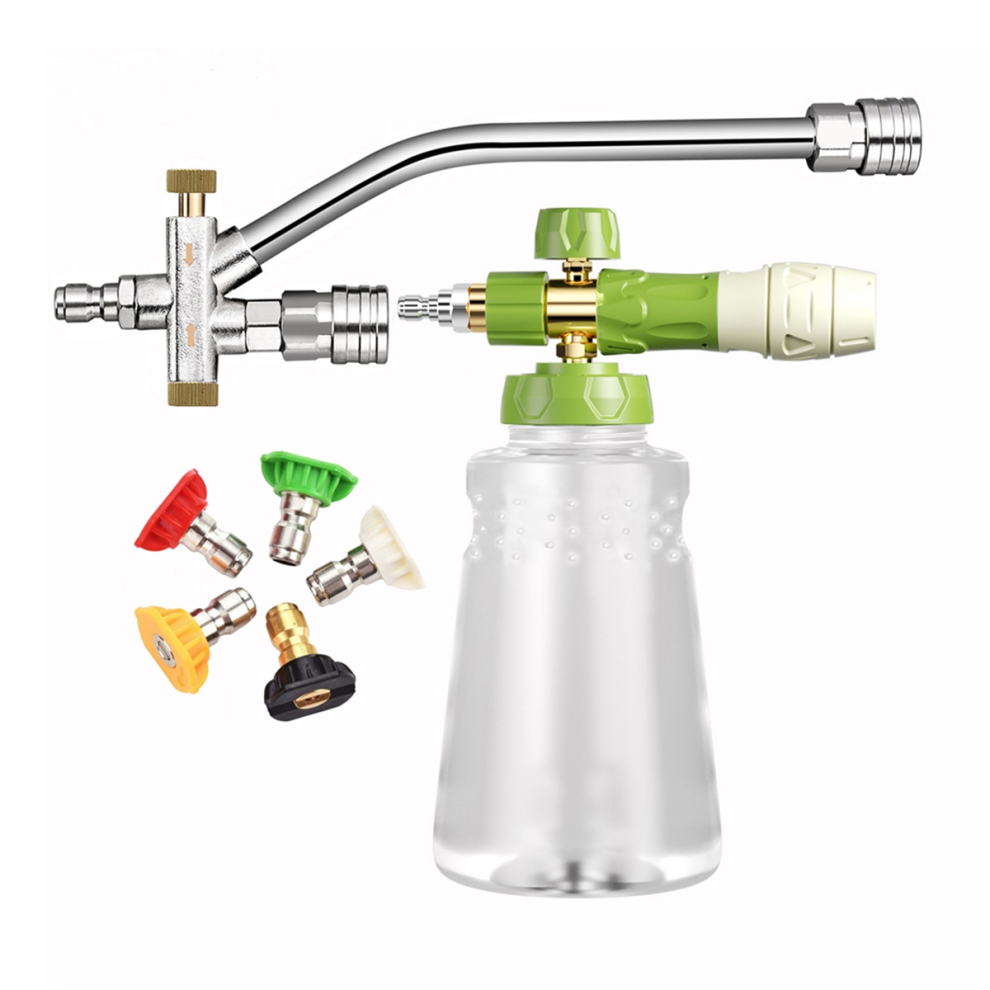 Foam-Cannon With 5 Pressure Washer Sprayer Nozzles, Dual Connector Accessory,1/4 Inch Quick Connect B 4853024061603