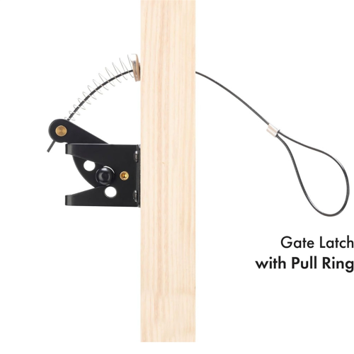 Self Locking Gate Latch for Wooden Fence Heavy Duty, Steel Spring Cable Pull String Hardware Lock Garden 2