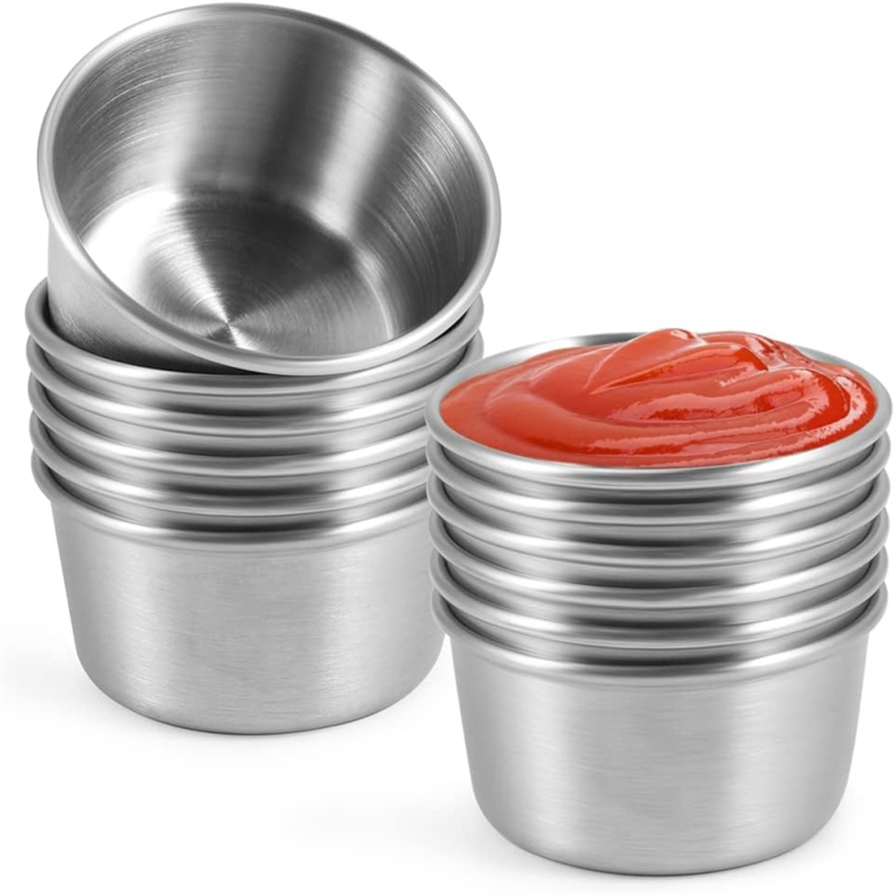 Ramekin Sauce Dipping Bowl Mini Cups Pudding Condiment for Home Restaurant (Silver 12PCS 70ml)-image-OPC-PH59ZHF-NEW