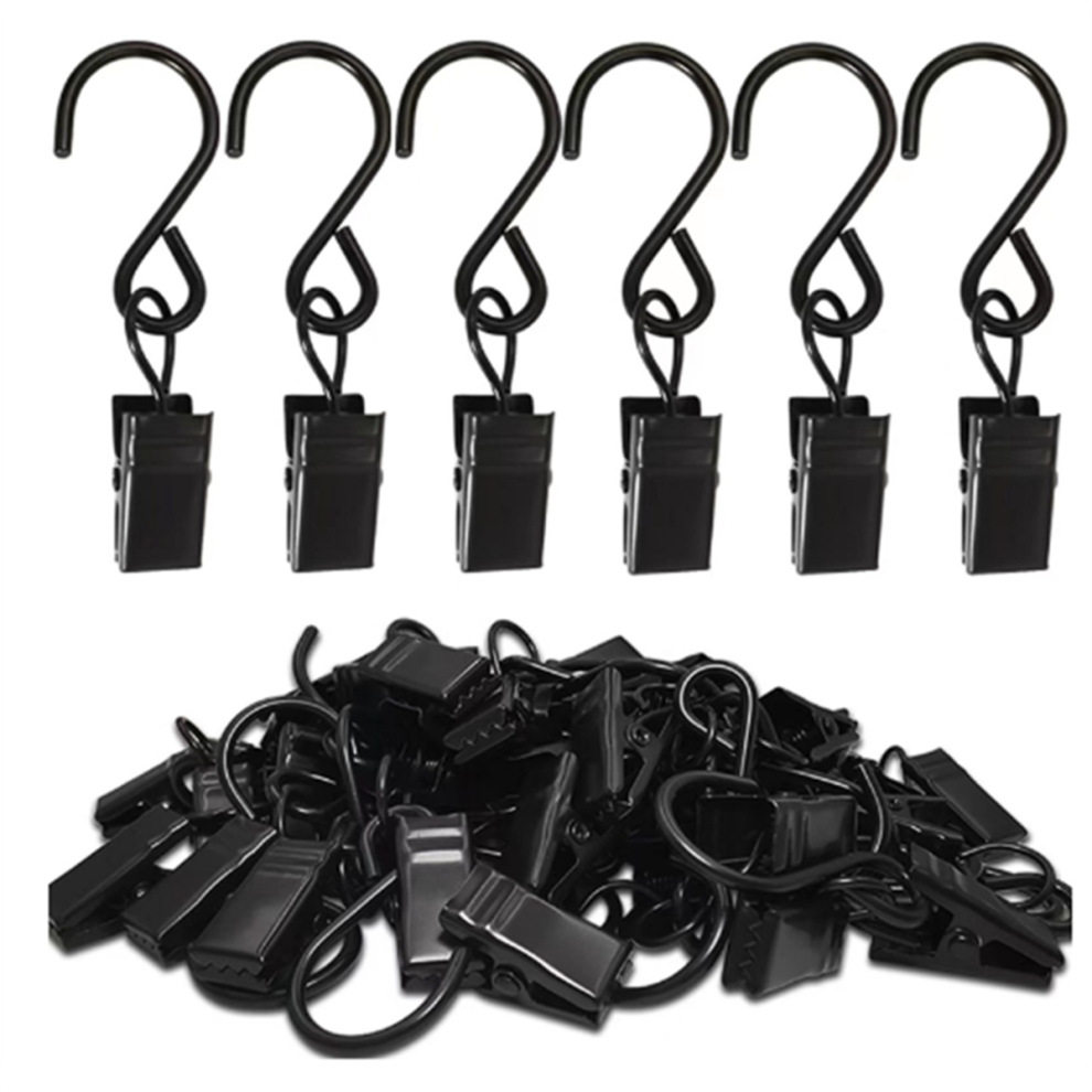 100Pcs Metal S Hooks Curtain Clips Hanging Lights Clip Hangers Photo Camping Outdoor Decoration Tents 4853024070858