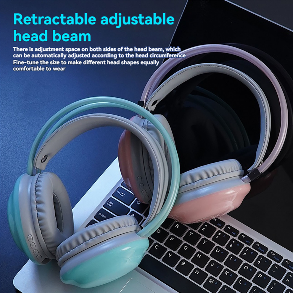 Rgb Gaming Headphones Bluetooth Wireless Headphone E-Sports Game Headset Dynamic Lightingcomputer Pink 4853024071602