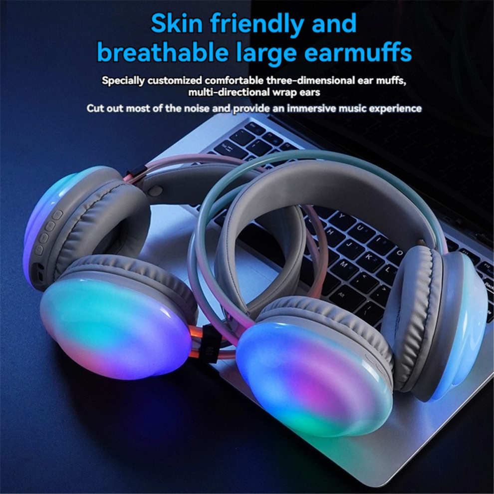 Rgb Gaming Headphones Bluetooth Wireless Headphone E-Sports Game Headset Dynamic Lightingcomputer Black 4853024071619