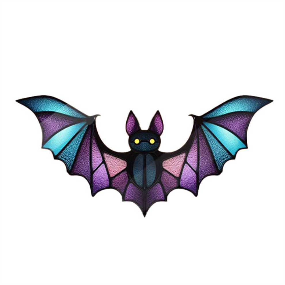 Halloween Bat Stained Glass Window Hanging Acrylic Wall Art Decoration Ghostss Festival Colorful,A 4853024072760