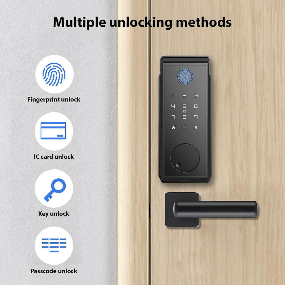 (As Show, One Size) Smart Lock Touchscreen Keyless Entry Door Lock Wifi Ty App Fingerprint Password Rfid Card Mechanical 6909775549711