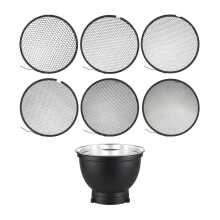 (As show, One size) 7 Inch Standard Reflector + 6pcs Photography Honeycomb Grid kit 10/20/30/40/50/60 Honeycomb La