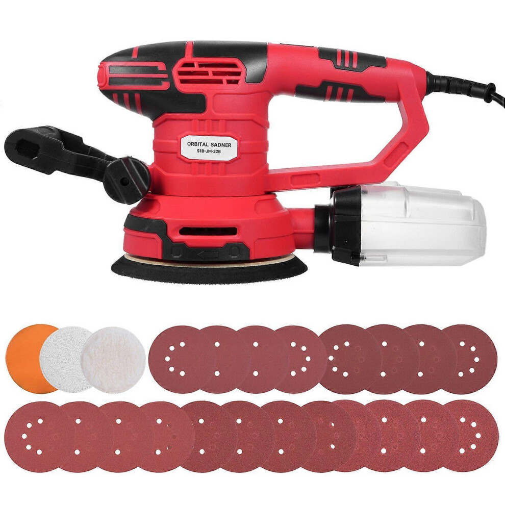 (As Show, One Size) 450W Orbit Sander 3.5A 6-Inch Electric Sander 13000Opm With 20Pcs Sandpaper 3Pcs Polishing Pad 6 Var 6909775658888