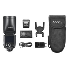 (As show, One size) Godox V100 2.4G Wireless Camera Flash Round Head On-Camera Flash TTL Speedlite 100Ws Power Touch Con