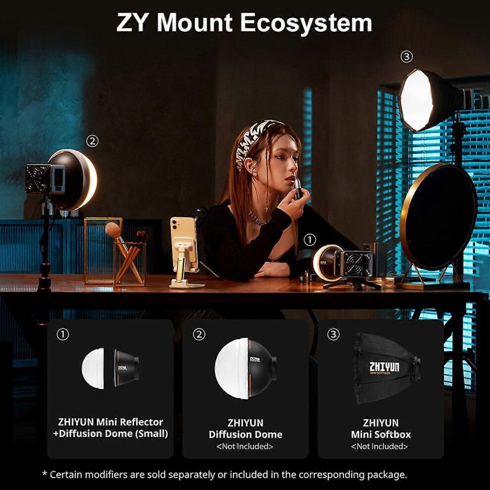 (As Show, One Size) Zhiyun Molus X60 Rgb Combo Cob Video 60W Rgb Fill Portable Led Video 2700K-6500K 1 Light 6909775648735