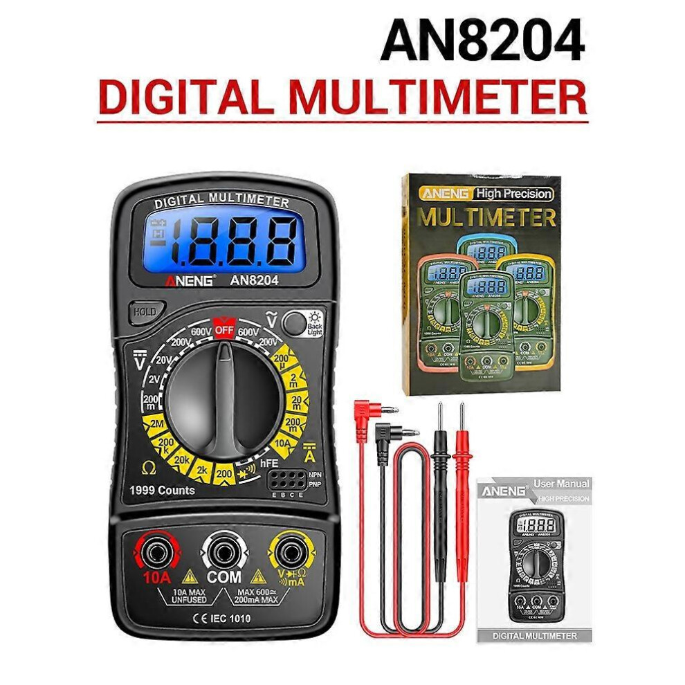 (As Show, One Size) Multifunctional Multimeter 1999 Counts High-Precision Ac/Dc Voltage Dc Current Tester Diode Triode R 6909775636701