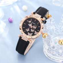 (Black) Women Watch Fashionable Quartz Jewelry Christmas Gifts Elegant Wristwatch
