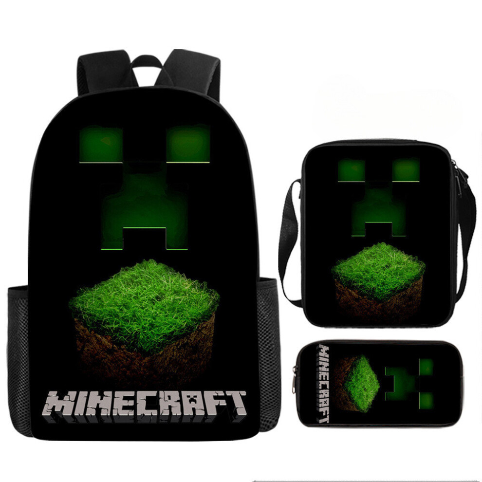 (Style 10) Minecraft Cartoon Printed Backpack Student Schoolbag Shoulder Bag Pencil Bag