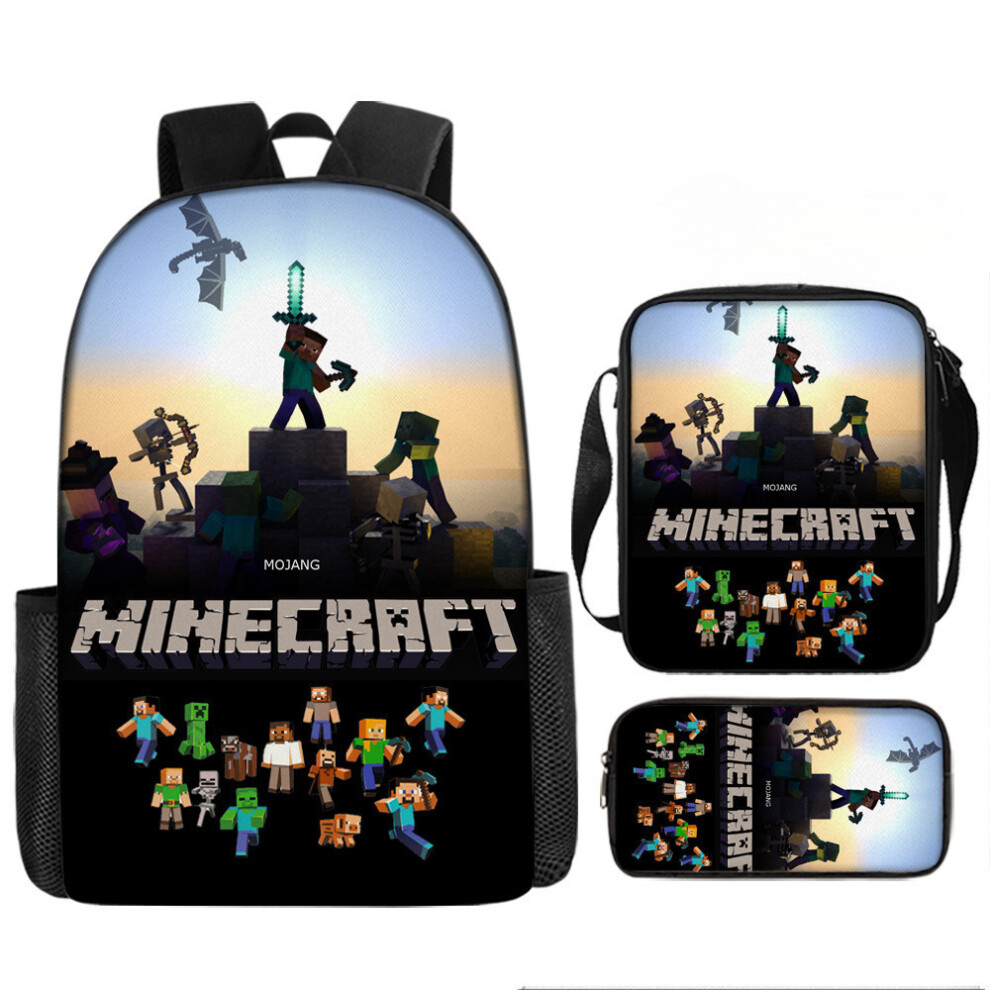 (Style 11) Minecraft Cartoon Printed Backpack Student Schoolbag Shoulder Bag Pencil Bag