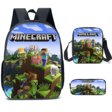 (Style 19) Minecraft Cartoon Printed Backpack Student Schoolbag Shoulder Bag Pencil Bag