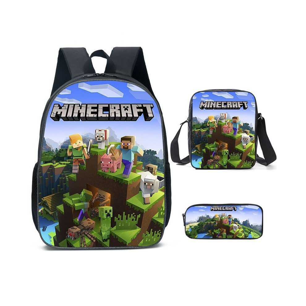 (Style 19) Minecraft Cartoon Printed Backpack Student Schoolbag Shoulder Bag Pencil Bag