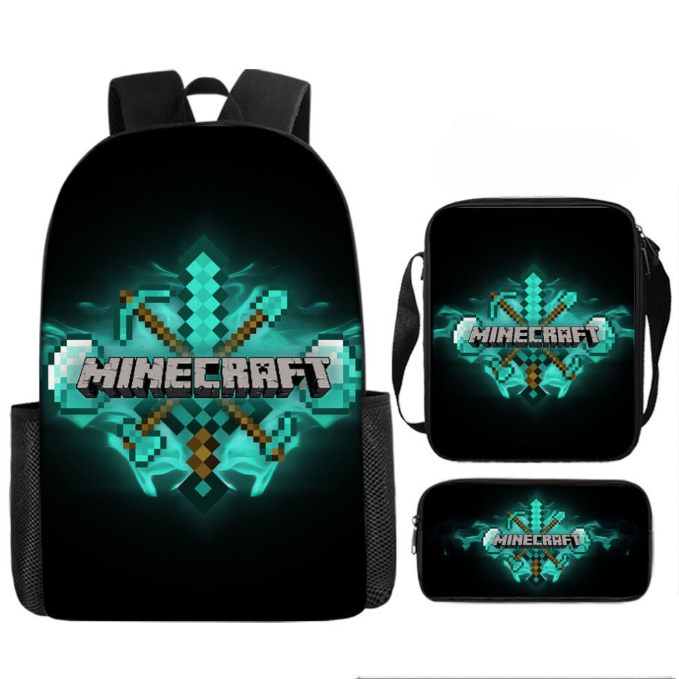 (Style 4) Minecraft Cartoon Printed Backpack Student Schoolbag Shoulder Bag Pencil Bag