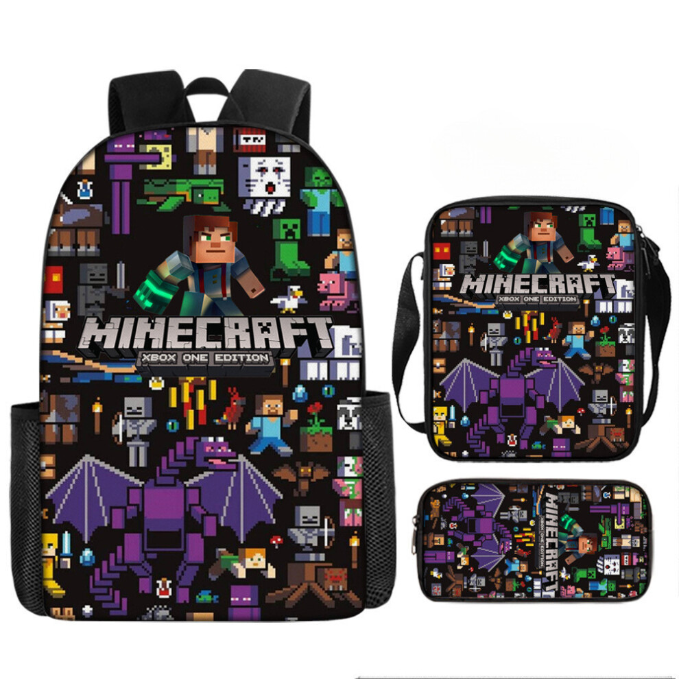 (Style 13) Minecraft Cartoon Printed Backpack Student Schoolbag Shoulder Bag Pencil Bag