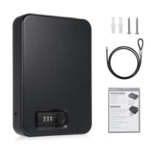 (As show, One size) Small Safe Box Portable Travel Lock Storage Cabinet 3-digit Password Case with Security 3Ft Steel Ca