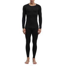 (As show, One size) Men's Thermal Underwear Black Stylish Soft Close Fitting Men Cold Weather Top Bottom Set Base Layer