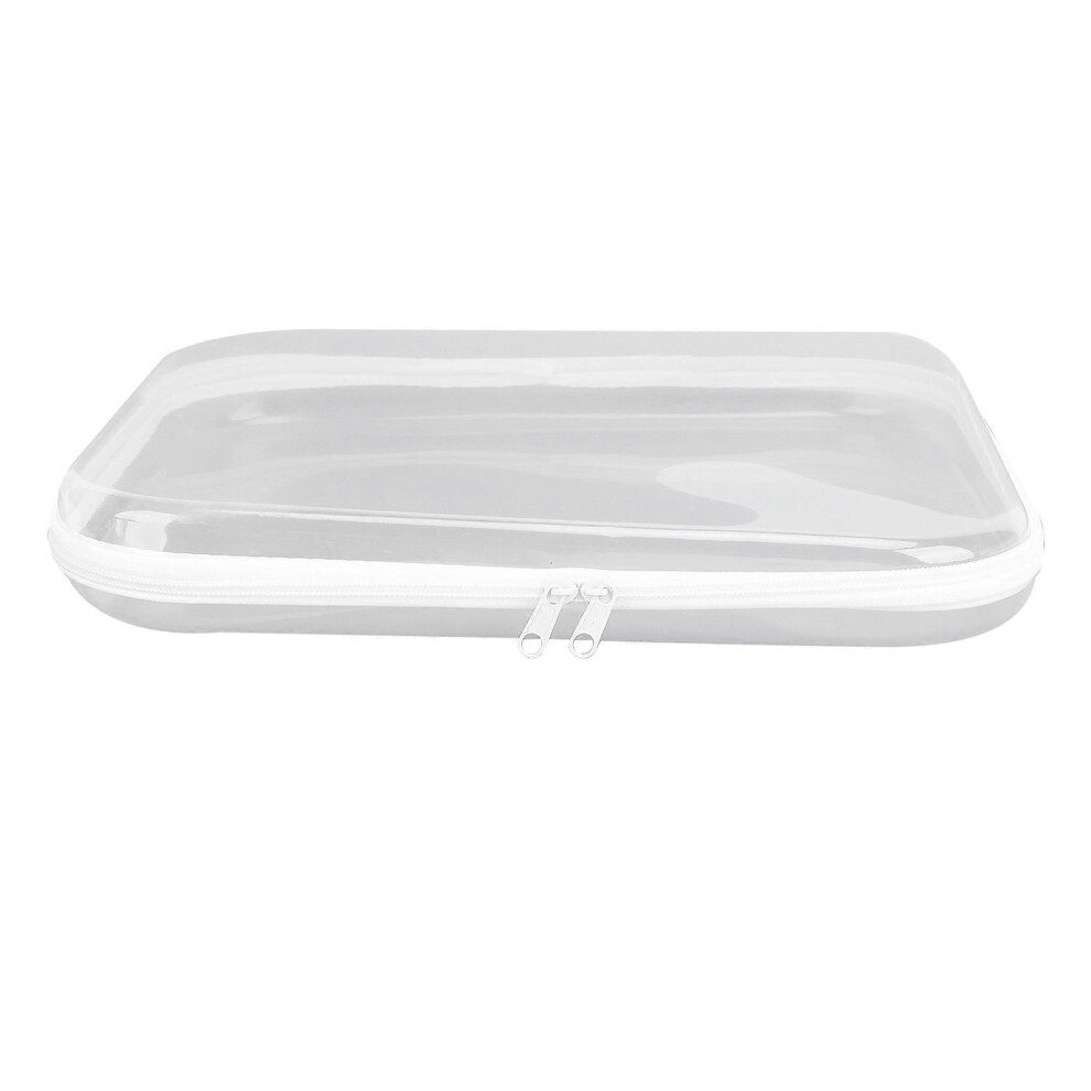 (As show, One size) Zippered Hard Pouch PVC Clear Hard Shell Zipper Case Travel Bag for Building Blocks Puzzles Cosmetic