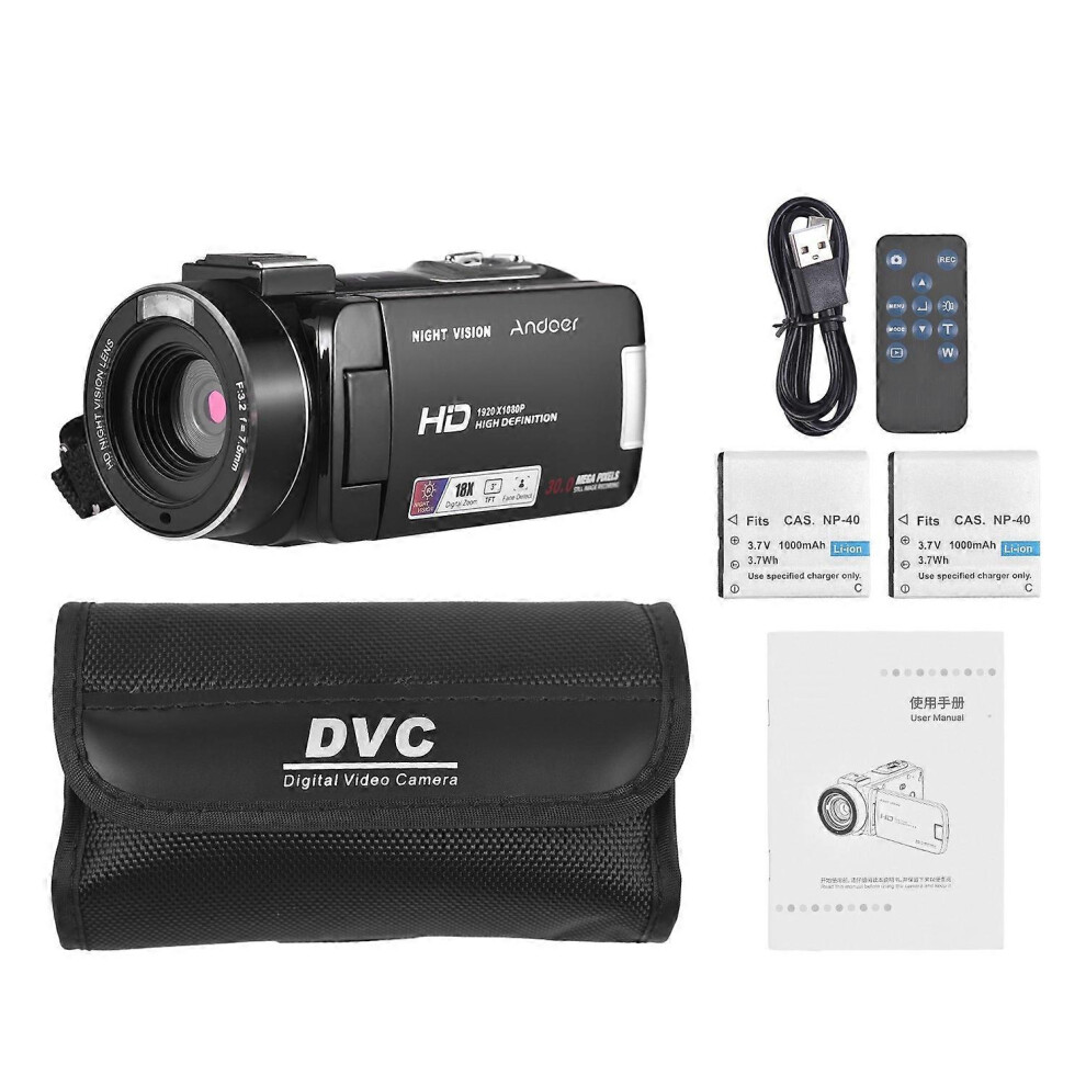 (As Show, One Size) 1080P Digital Video Camera Camcorder Dv Camera 30Mp 18X Digital Zoom 3.0 Inch Ips Screen Ir Night Vi 6909775534199