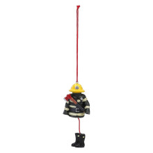(As show, One size) Xmas Firefighter Hanging Ornament Yellow Green Color Matching Resin Fireman Xmas Tree Car Decoration
