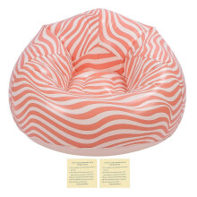 (As show, One size) Inflatable Chair PVC Wave Strip Pattern Ergonomic Desig Minimalism Inflatable Beanbag Chair Pink