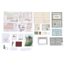 (As show, One size) DIY Mini House Kit Wood Paper Openable and Closable Tiny Garden House Building Set with Strip Light