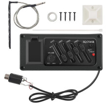 (As show, One size) 4-Band EQ Equalizer Piezo Pickup compatible with EQ-7545R Pre-Amp Acoustic Guitar Preamp Amplifier Tuner