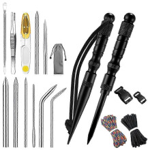 (As show, One size) 12Pcs Paracord- Knotter Tools Set Stainless Steel Marlinspike Set Stitching Lacing Needles and Smoo