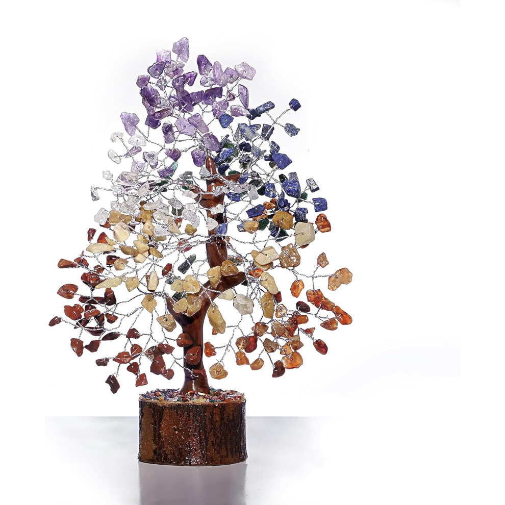 Five Leaf (Seven Chakra Tree) Uk Amethyst Crystal Tree- Gemstone Tree Of Life Ornaments-Money For Table Showpcs -Healing Crystals -Spiritual Meditation Purple